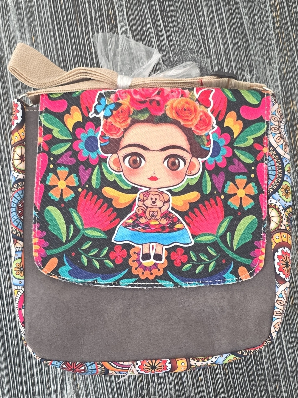 Frida Kahlo Inspired Colorful Crossbody Bag - Multicolor